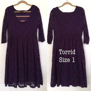 Torrid dress size 1 purple lace